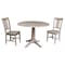 International Concepts Round 42 in Round Top Pedestal Table with 2 Chairs, Washed Gray Taupe, 42 in W, 42 in L, 30.3 in H K09-42DPT-27B-C10-2 - alternate 1